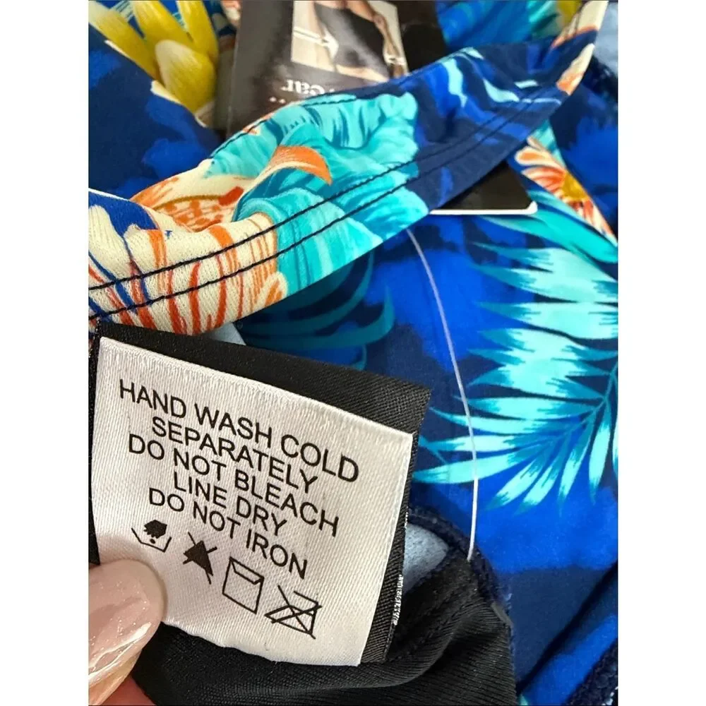 Shore Shapes Blue Floral Swim Dress One Piece Swimsuit Size 8